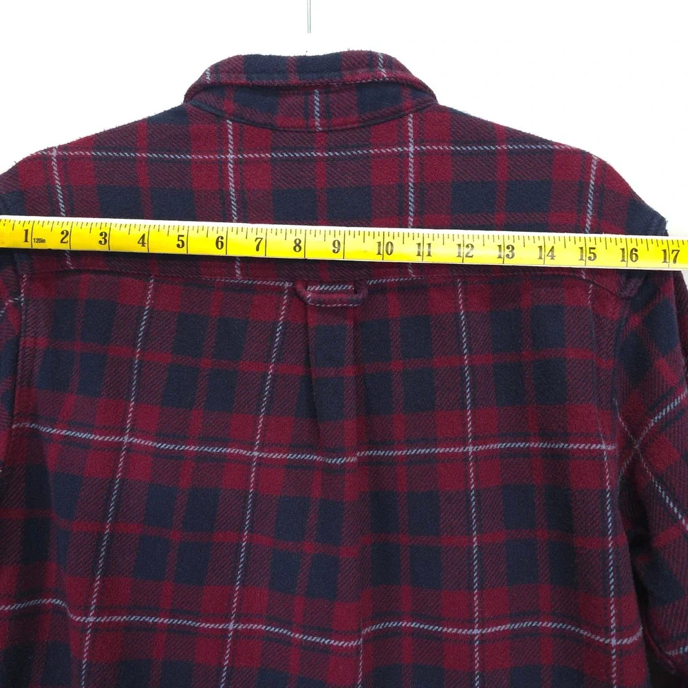 Orvis Men S Red Navy Plaid Flannel Shirt Button Front Soft Warm Casual Outdoors